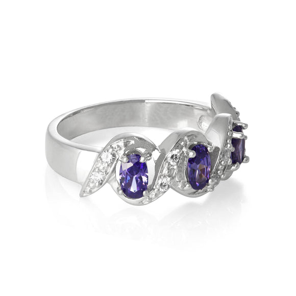 RZ-7054 Oval Trio Wave CZ Ring | Teeda