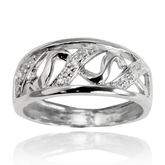 RZ-7061 Squiggle Wave CZ Ring | Teeda