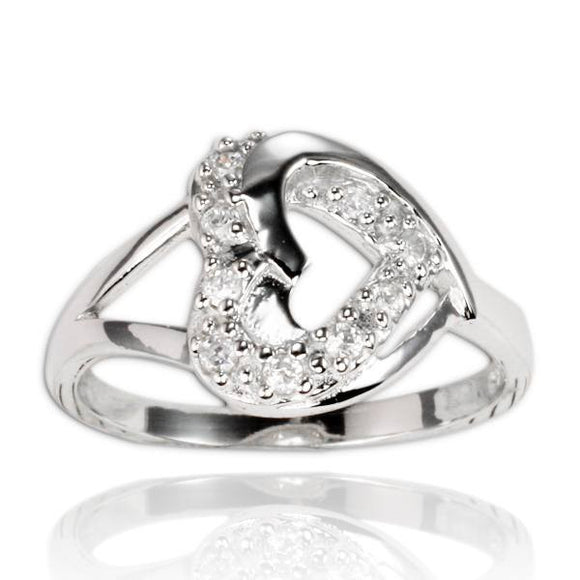 RZ-7067 Sideways Open Heart CZ Ring | Teeda
