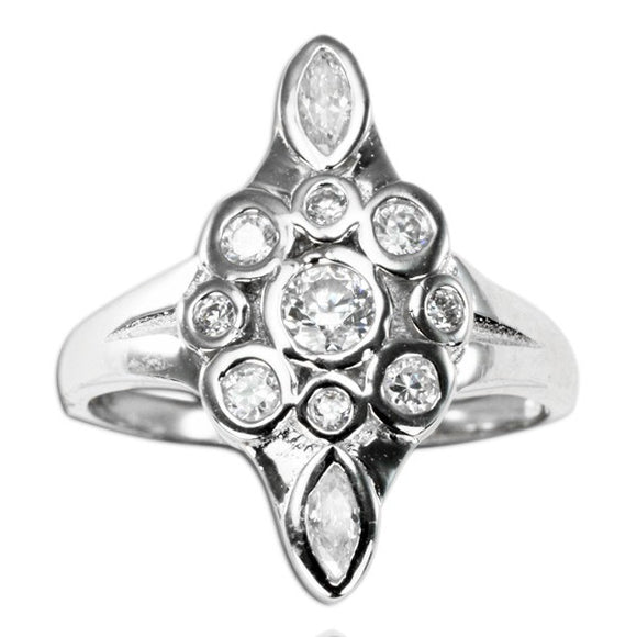 RZ-7069 Bezel Set Cluster CZ Ring | Teeda