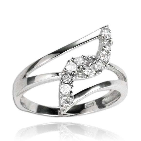 RZ-7070 Interlocking Angles CZ Ring | Teeda
