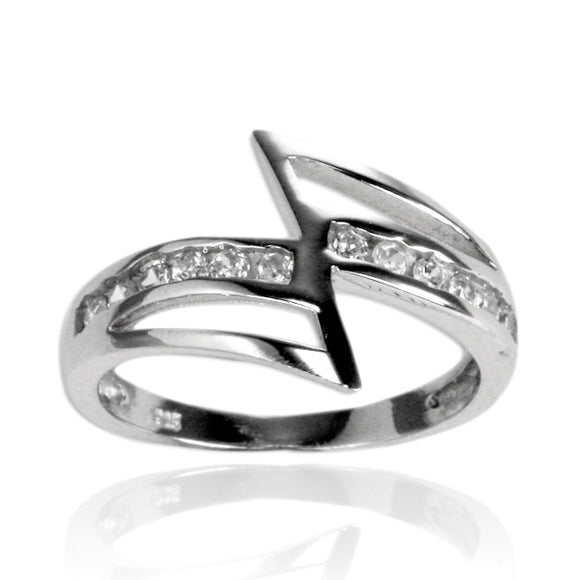 RZ-7086 Zig Zag Channel Set CZ Ring | Teeda