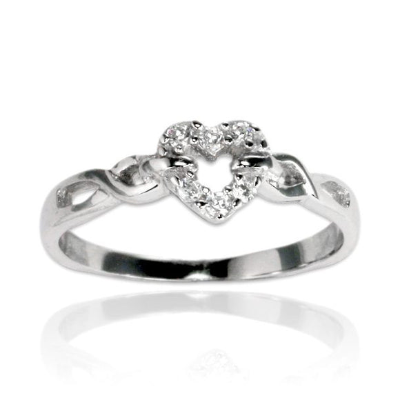 RZ-7104 Open Heart Twist Braid CZ Ring | Teeda