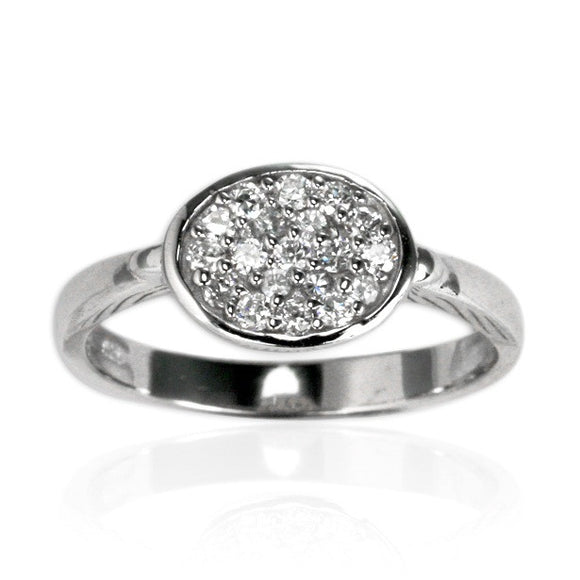 RZ-7107 Oval Bezel Set Cluster CZ Ring | Teeda