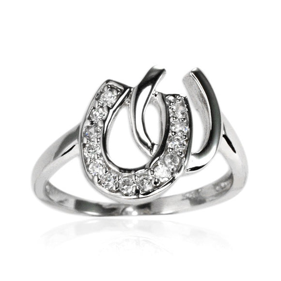 RZ-7122 Double Horseshoe CZ Ring | Teeda