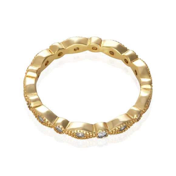 RZ-7153 Milgrain Marquise and Dot CZ Eternity Ring