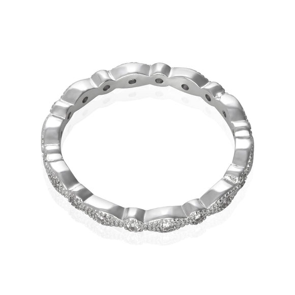 RZ-7153 Milgrain Marquise and Dot CZ Eternity Ring