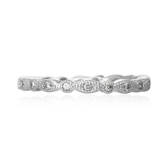 RZ-7153 Milgrain Marquise and Dot CZ Eternity Ring - Rhodium-Plated | Teeda
