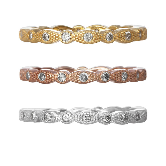 RZ-7153 Milgrain Marquise and Dot CZ Eternity Ring | Teeda