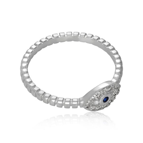 RZ-7159 Evil Eye Ribbed Shank CZ Ring