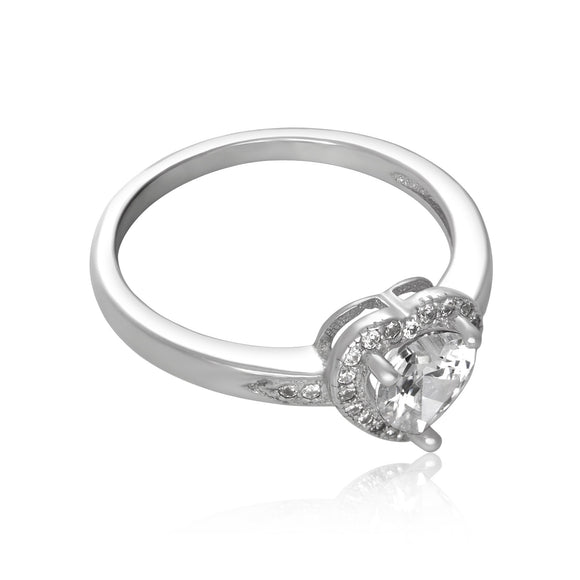 RZ-7161 Halo Heart Cubic Zirconia Ring