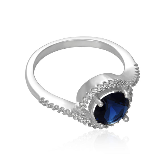 RZ-7163 Twisting Halo Cubic Zirconia Ring