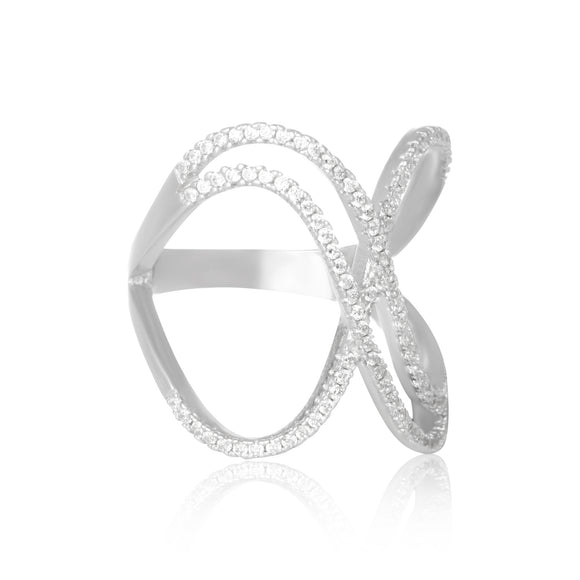 RZ-7170 Crisscross Infinity Symbol CZ Ring