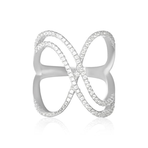 RZ-7170 Crisscross Infinity Symbol CZ Ring | Teeda