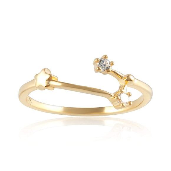 RZ-7173-G Zodiac Constellation CZ Ring - Gold Plated - Aries | Teeda