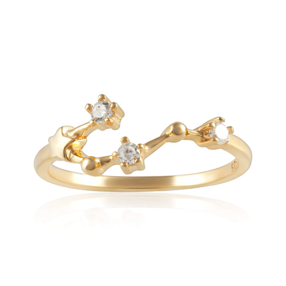 RZ-7173-G Zodiac Constellation CZ Ring - Gold Plated - Cancer | Teeda
