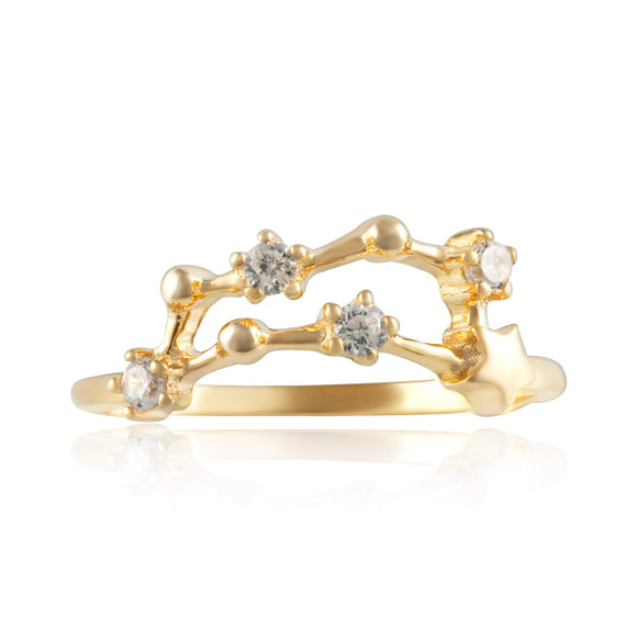 RZ-7173-G Zodiac Constellation CZ Ring - Gold Plated - Capricorn | Teeda