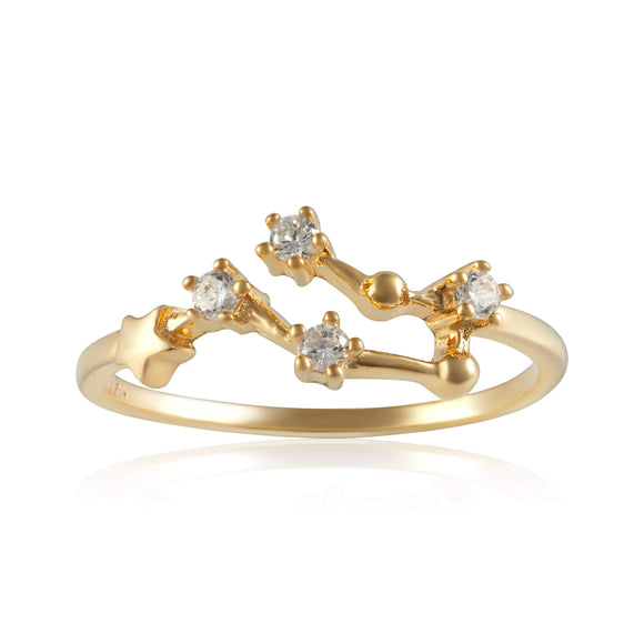 RZ-7173-G Zodiac Constellation CZ Ring - Gold Plated - Gemini | Teeda