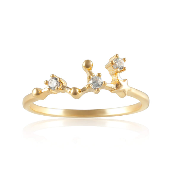 RZ-7173-G Zodiac Constellation CZ Ring - Gold Plated - Leo | Teeda