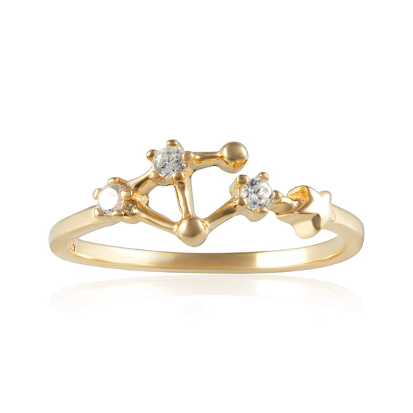 RZ-7173-G Zodiac Constellation CZ Ring - Gold Plated - Libra | Teeda