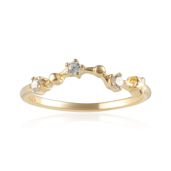 RZ-7173-G Zodiac Constellation CZ Ring - Gold Plated - Pisces | Teeda