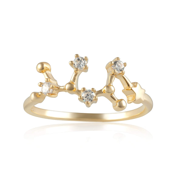 RZ-7173-G Zodiac Constellation CZ Ring - Gold Plated - Sagittarius | Teeda