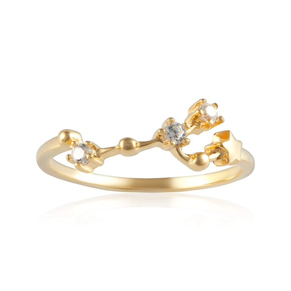 RZ-7173-G Zodiac Constellation CZ Ring - Gold Plated - Taurus | Teeda