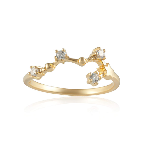 RZ-7173-G Zodiac Constellation CZ Ring - Gold Plated - Virgo | Teeda