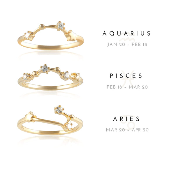 RZ-7173-G Zodiac Constellation CZ Ring - Gold Plated