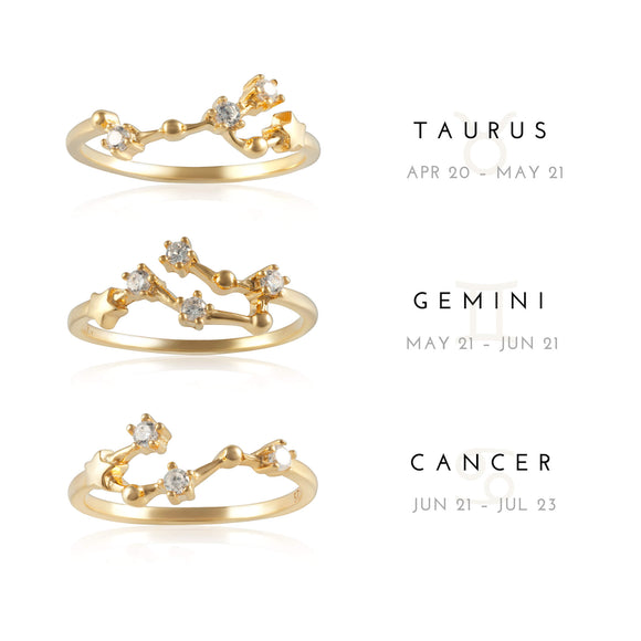 RZ-7173-G Zodiac Constellation CZ Ring - Gold Plated