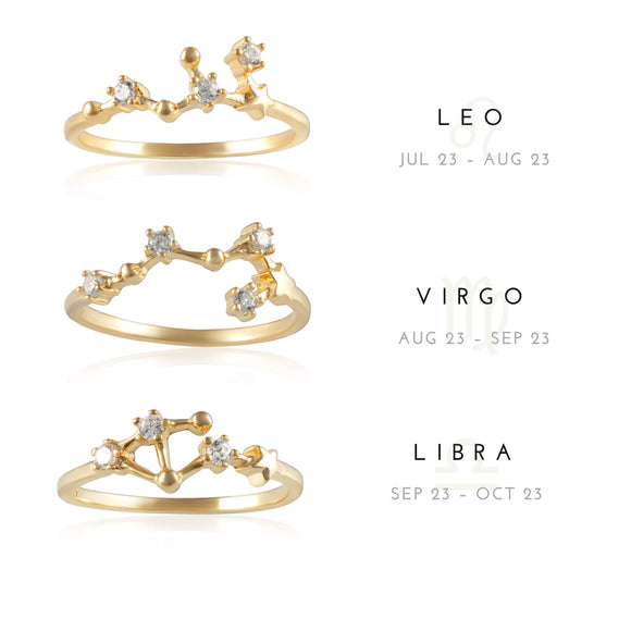 RZ-7173-G Zodiac Constellation CZ Ring - Gold Plated