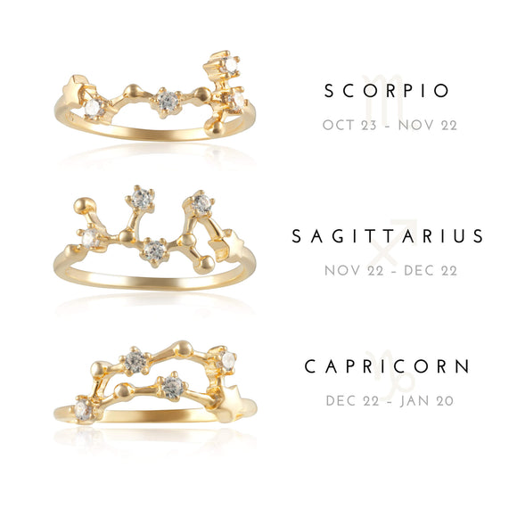 RZ-7173-G Zodiac Constellation CZ Ring - Gold Plated