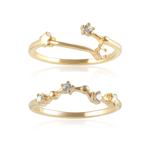RZ-7173-G Zodiac Constellation CZ Ring - Gold Plated | Teeda
