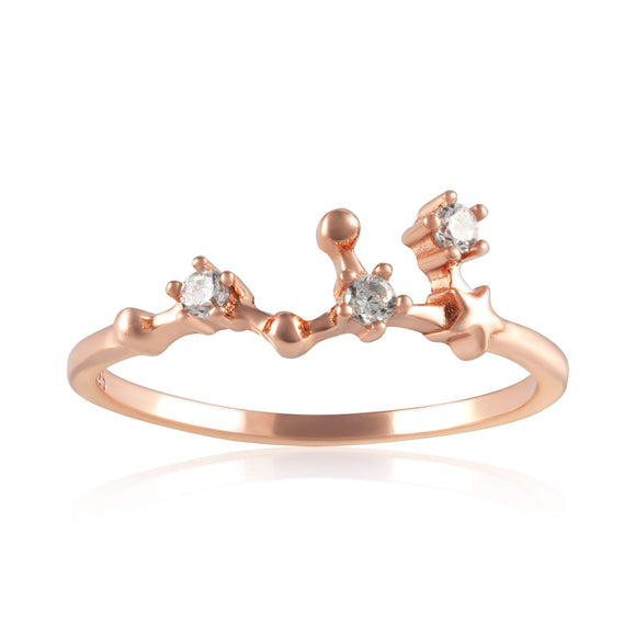 RZ-7173-RG Zodiac Constellation CZ Ring - Rose Gold Plated - Leo | Teeda