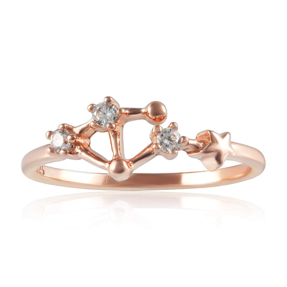 RZ-7173-RG Zodiac Constellation CZ Ring - Rose Gold Plated - Libra | Teeda