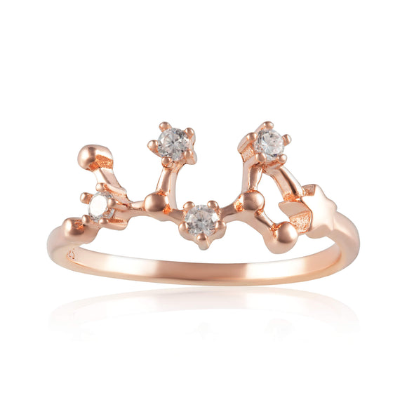 RZ-7173-RG Zodiac Constellation CZ Ring - Rose Gold Plated - Sagittarius | Teeda