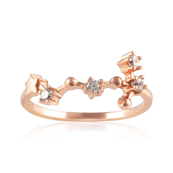 RZ-7173-RG Zodiac Constellation CZ Ring - Rose Gold Plated - Scorpio | Teeda