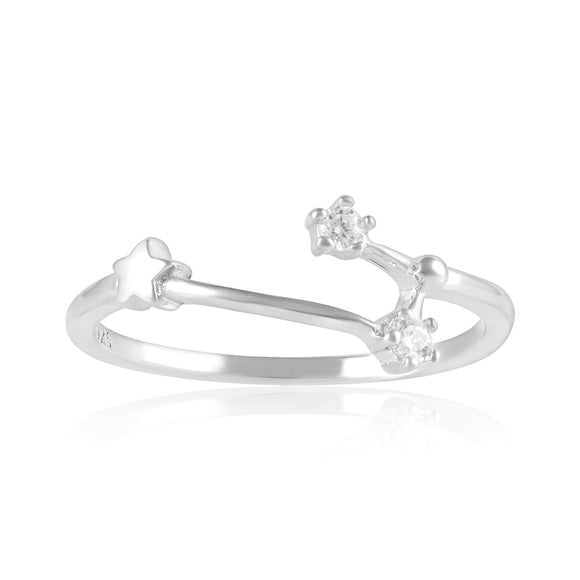 RZ-7173-RH Zodiac Constellation CZ Ring - Rhodium Plated - Aries | Teeda
