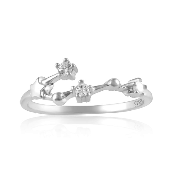 RZ-7173-RH Zodiac Constellation CZ Ring - Rhodium Plated - Cancer | Teeda