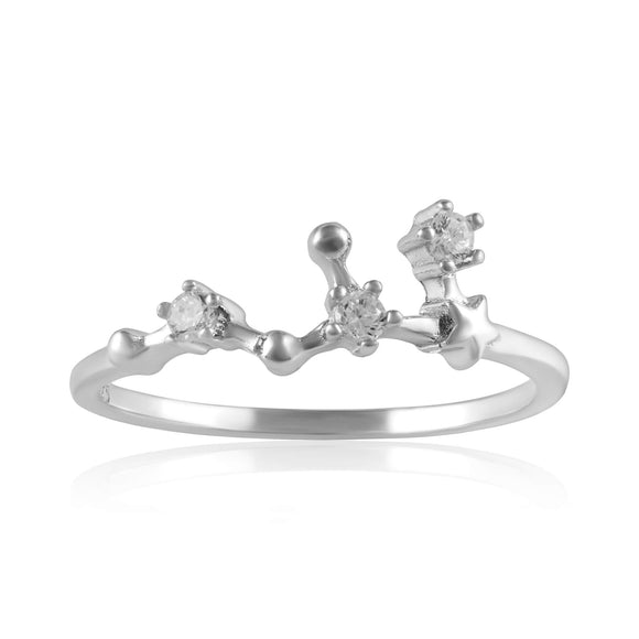 RZ-7173-RH Zodiac Constellation CZ Ring - Rhodium Plated - Leo | Teeda