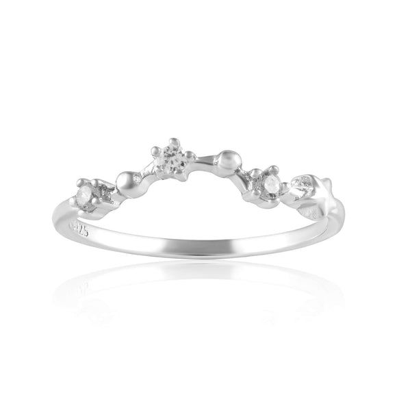 RZ-7173-RH Zodiac Constellation CZ Ring - Rhodium Plated - Pisces | Teeda