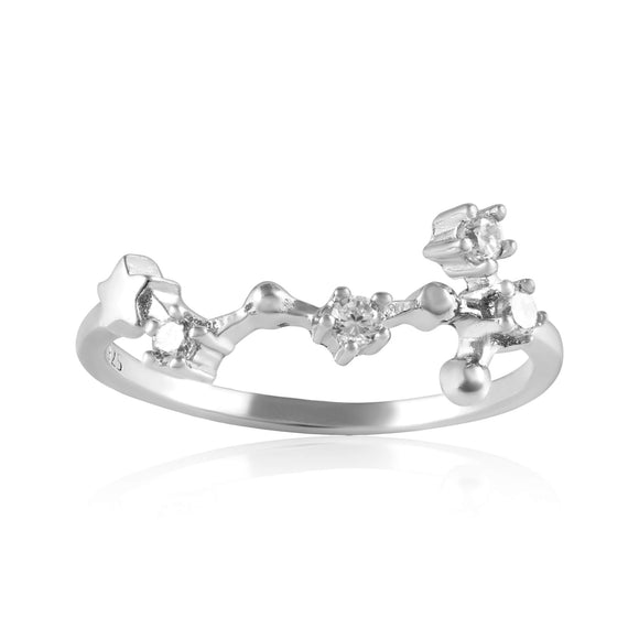 RZ-7173-RH Zodiac Constellation CZ Ring - Rhodium Plated - Scorpio | Teeda
