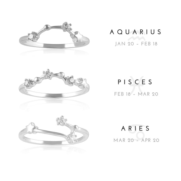 RZ-7173-RH Zodiac Constellation CZ Ring - Rhodium Plated