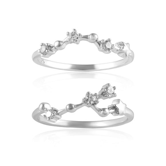 RZ-7173-RH Zodiac Constellation CZ Ring - Rhodium Plated | Teeda