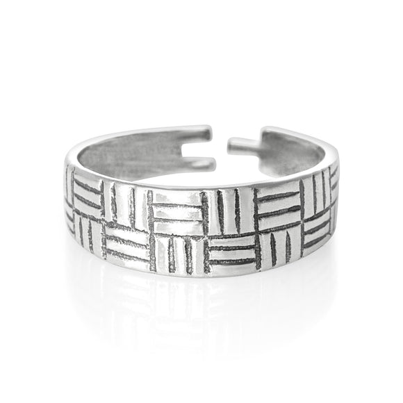 TR-1210 Striped Tiles Toe Ring | Teeda