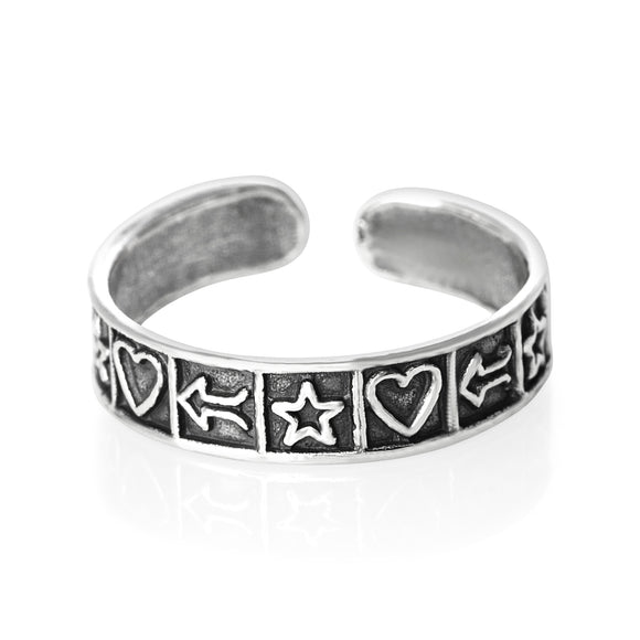 TR-1300 Heart Star Arrow Toe Ring | Teeda