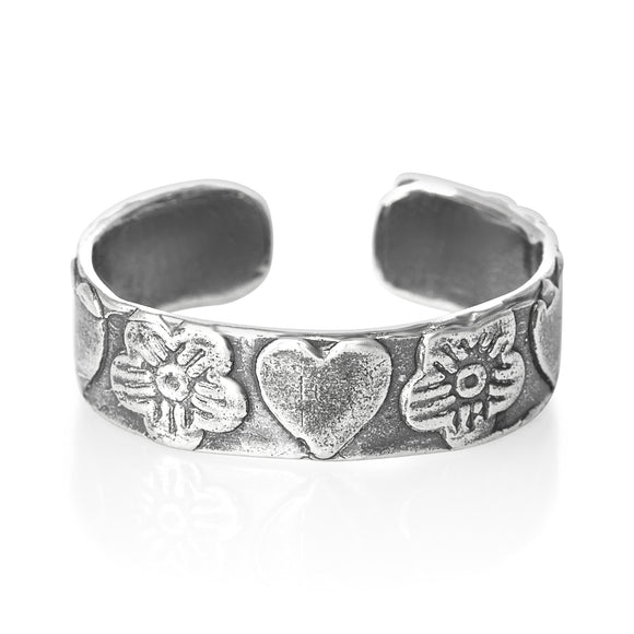 TR-1490 Orchids n Hearts Toe Ring | Teeda