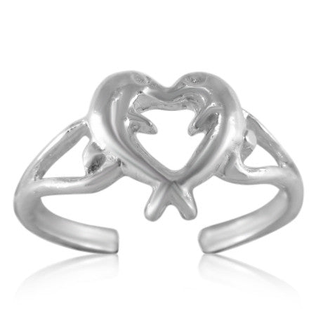 TR-2520 Heart Dolphins Toe Ring | Teeda