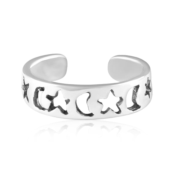 TR-3055 Open Star And Moon Toe Ring | Teeda