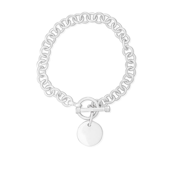 B-004-D Sm Round Link Charm Bracelet - Disc | Teeda